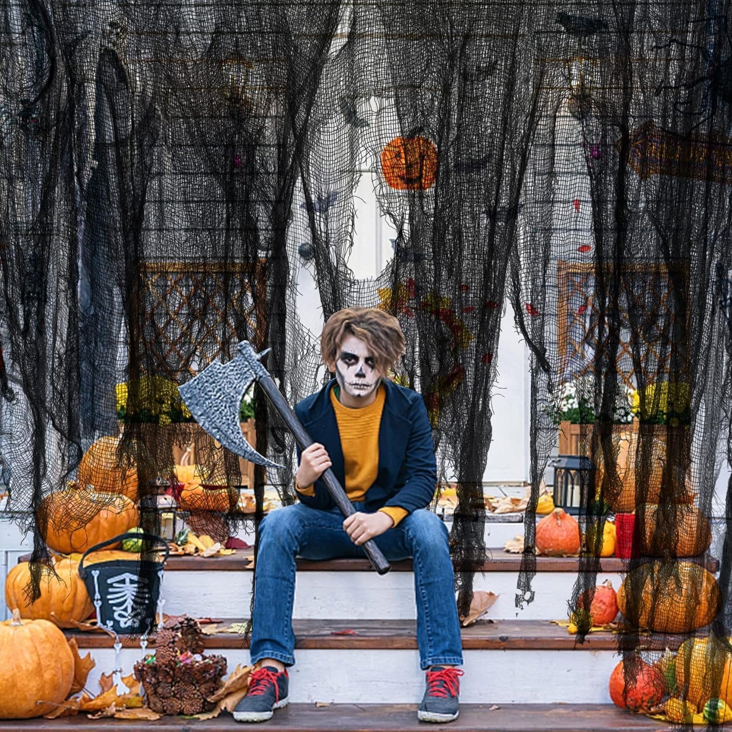 Halloween-Stoff, Schwarz-1-12.7m