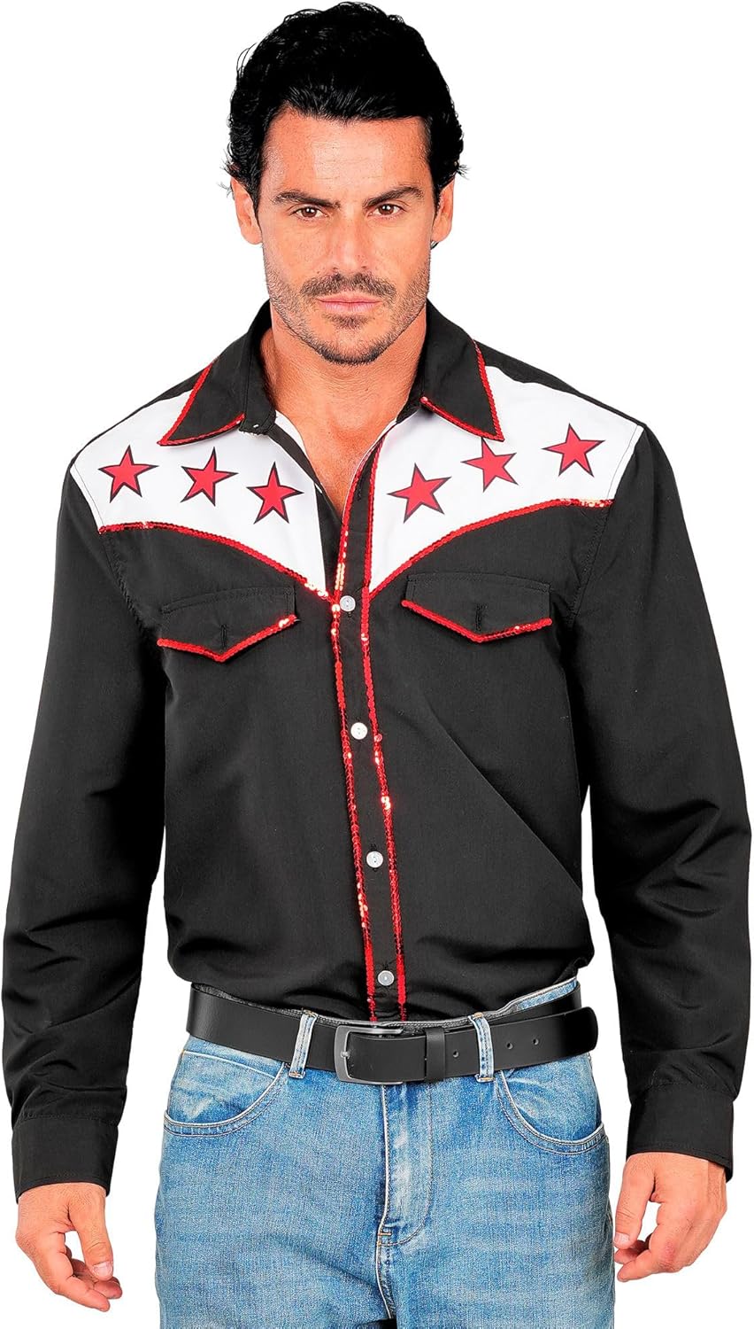 Rodeo Western Cowboy Hemd, S-M Schwarz