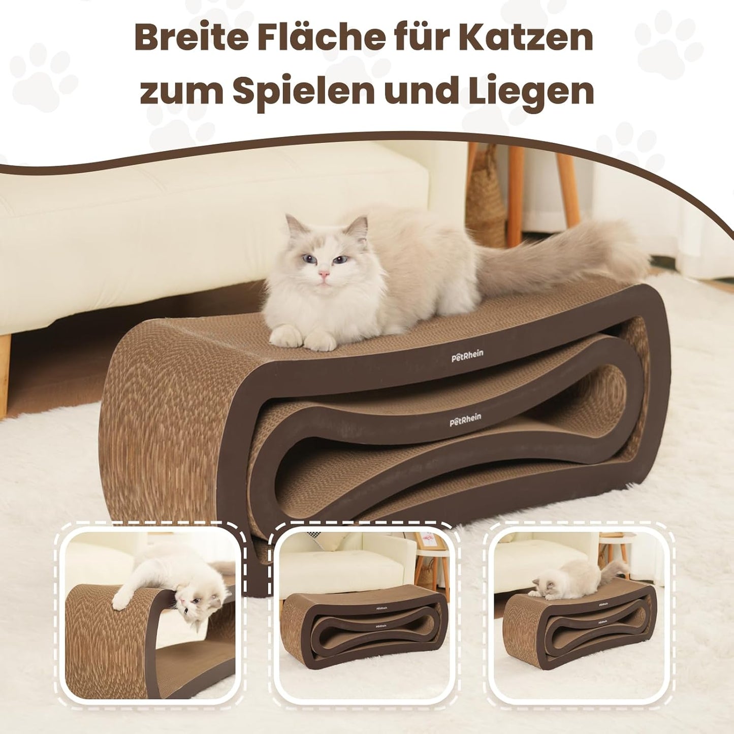 2-in-1 Kratzbrett für Katzen, Braun
