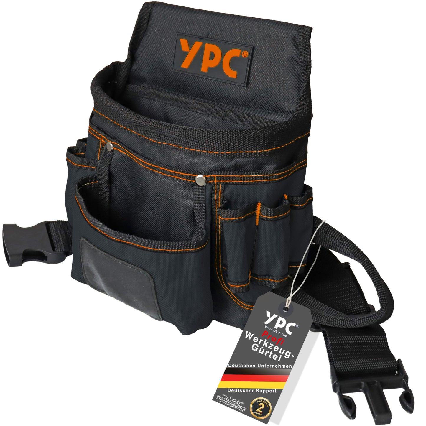 Presto Werkzeug-Gürteltasche mit 12 Taschen, Schwarz-orange