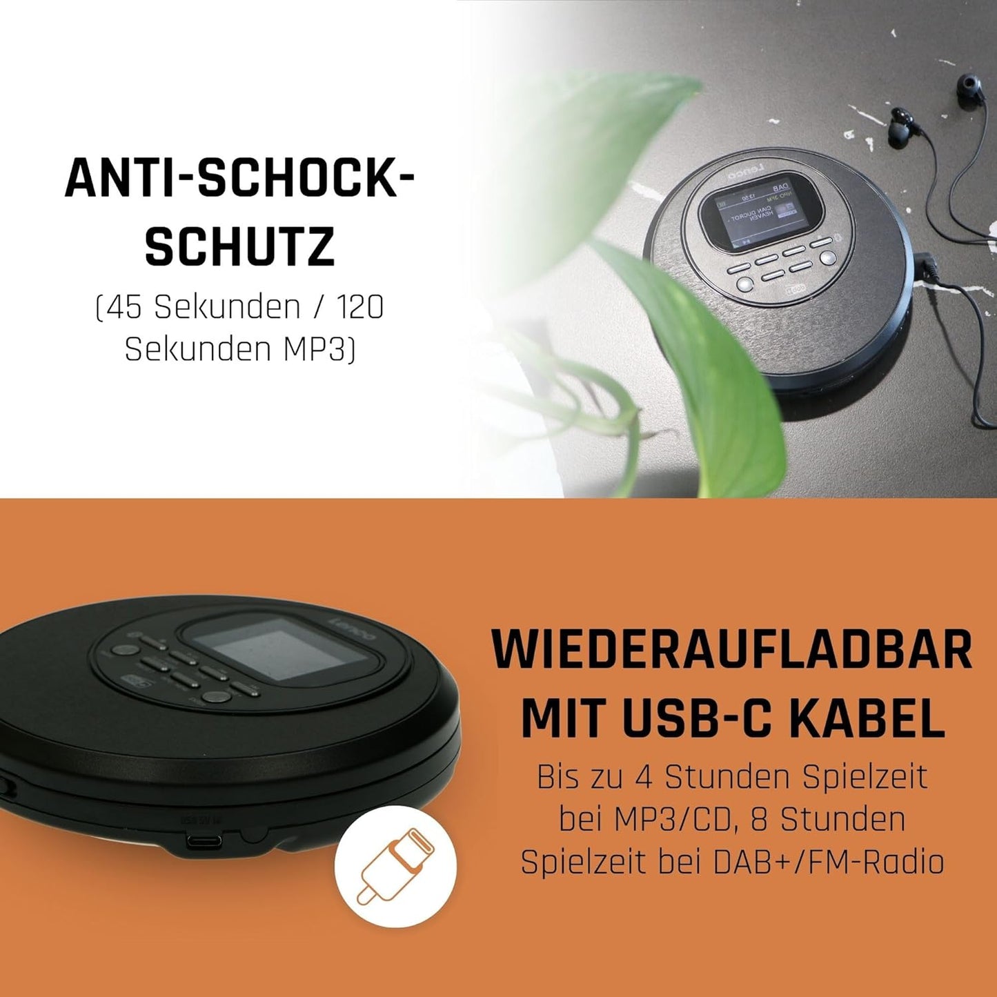 CD-Player CD-500, Mit Bluetooth u. DAB+ Schwarz
