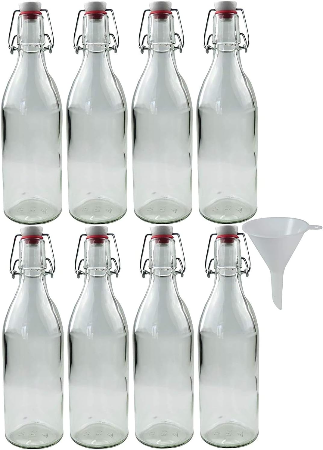 Glasflaschen-Set mit Bügelverschluss (8 Stück, 0,5 L) inkl Trichter