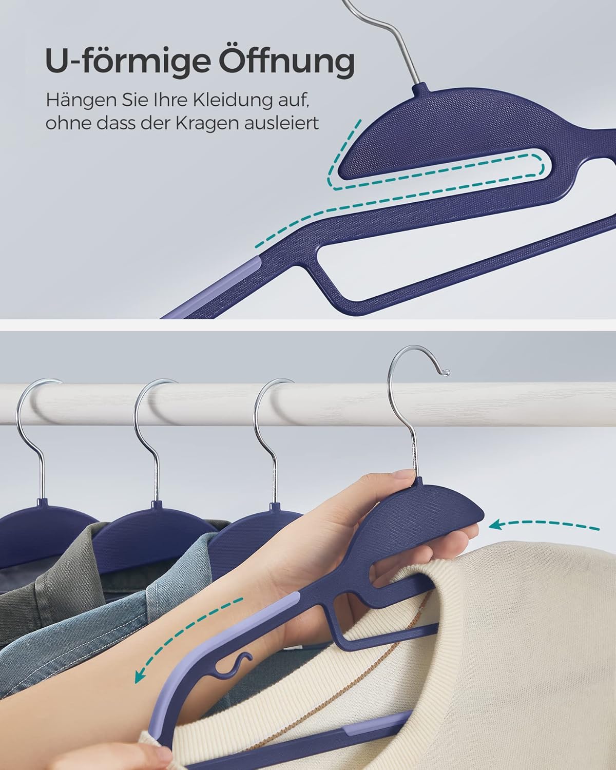 20er-Set Kleiderbügel, Dunkelblau + Hellblau 20 Stück