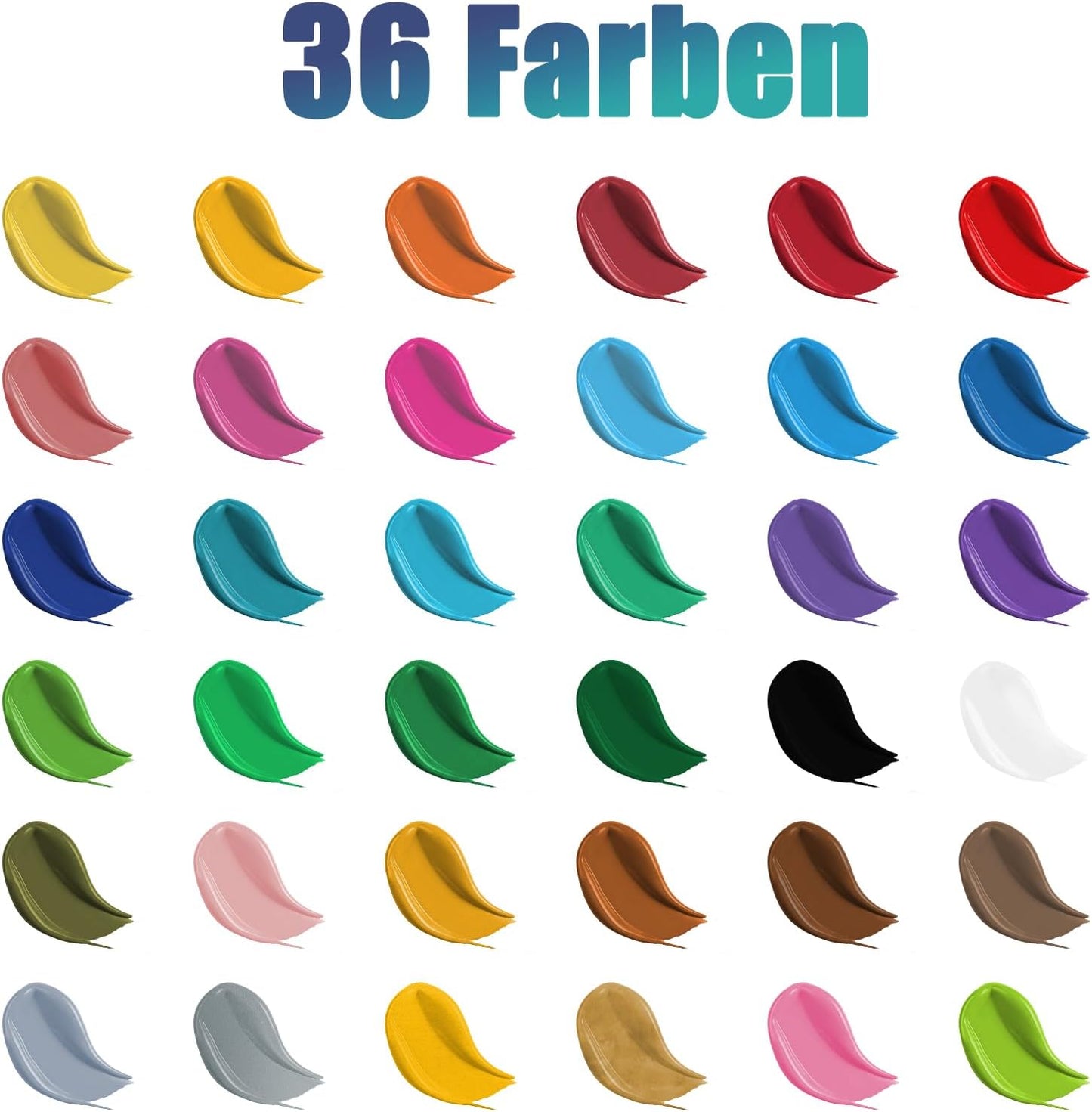 Acrylfarben-Set mit 10-teiligem Pinsel-Set, 36 x 60 ml, 36 Farben