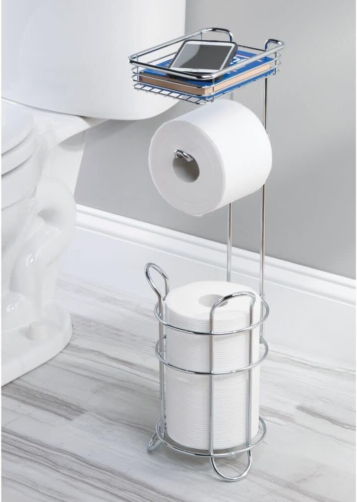 Toilettenpapierhalter mit Regal, Silberfarben