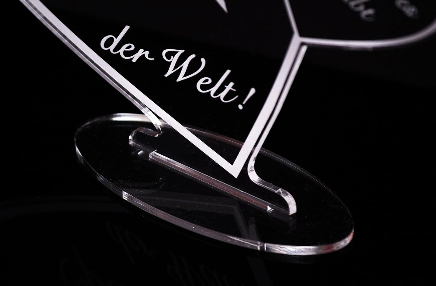 Acryl Herz-Schild mit Gravur: Für den besten Opa der Welt, Für den besten Opa der Welt!