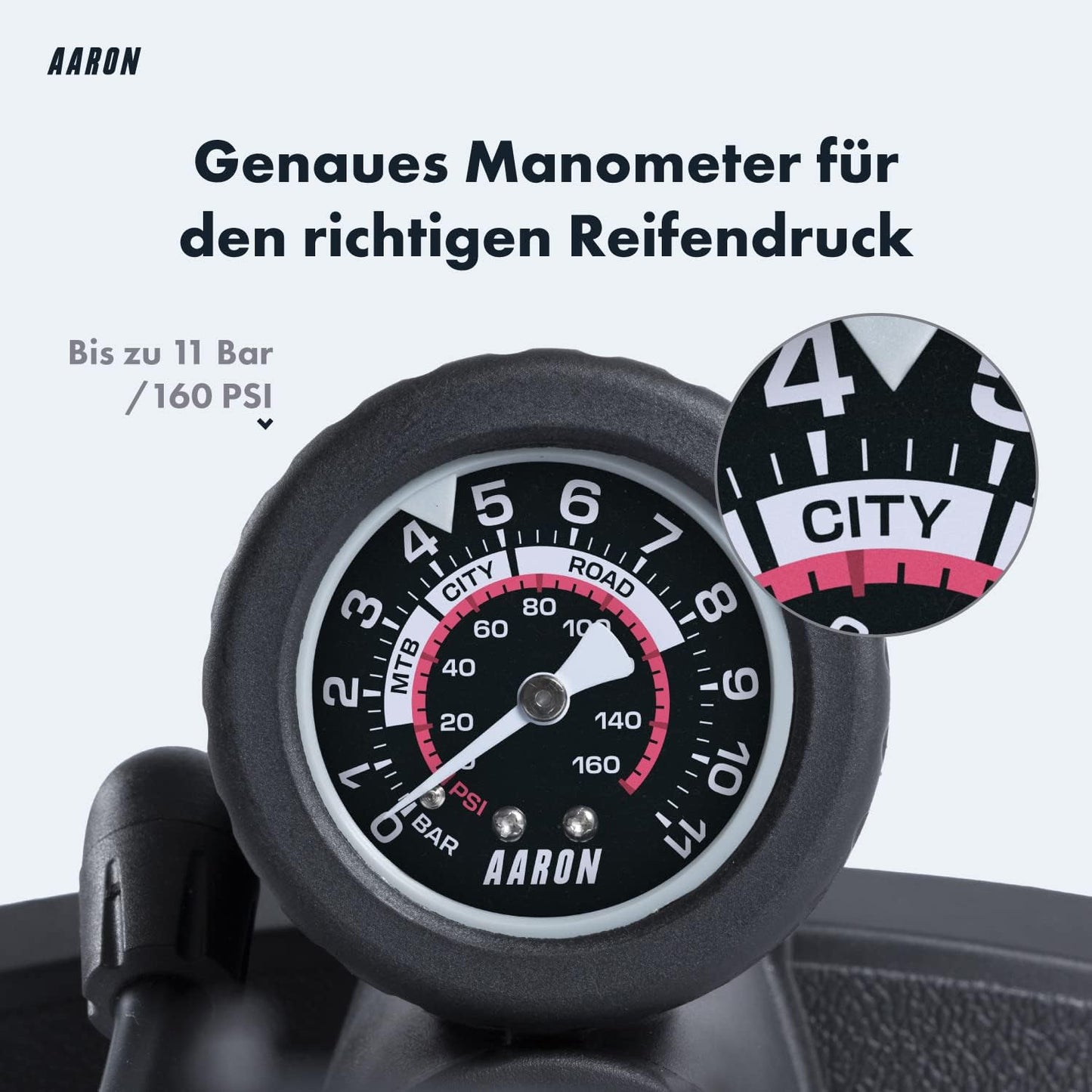 Hochdruck Fahrrad-Standpumpe mit Manometer, ohne Flickzeug