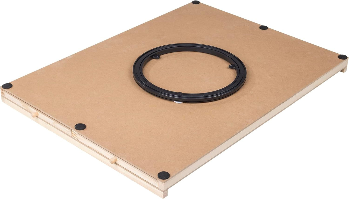 Puzzletisch mit drehbarem Brett und Schubladen