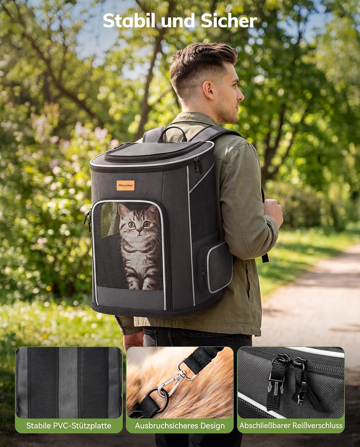 Katzen- und Hunderucksack, Dunkelgrau L 33 x B 28 x H 41 cm Regulär