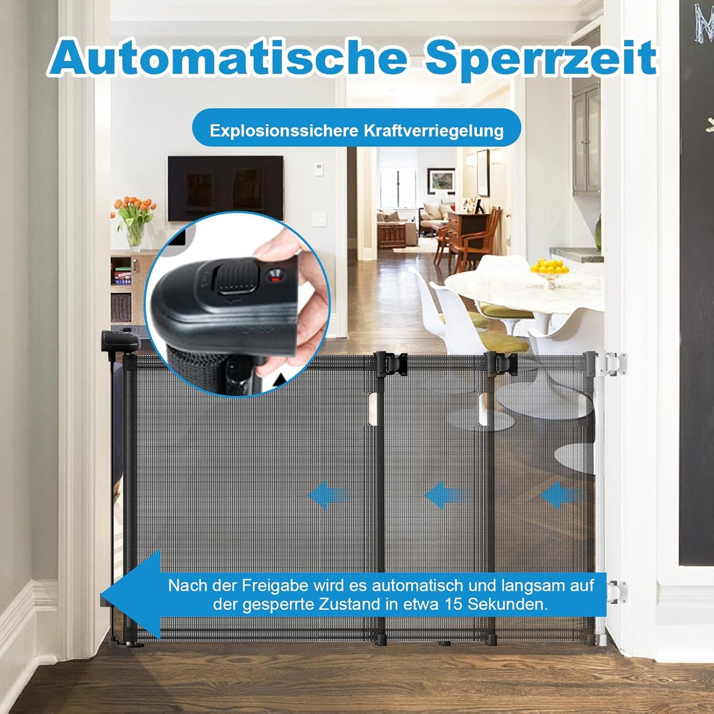 Ausziehbares Treppenschutzgitter, 140cm/schwarz