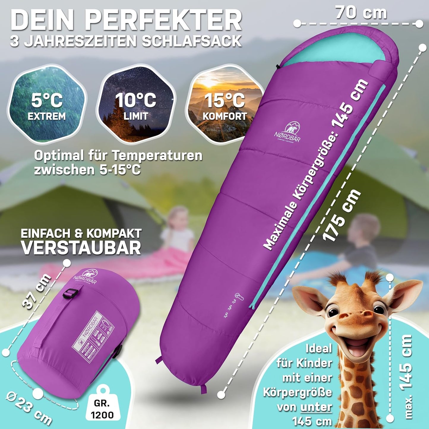 Kinderschlafsack, Lila/Türkis