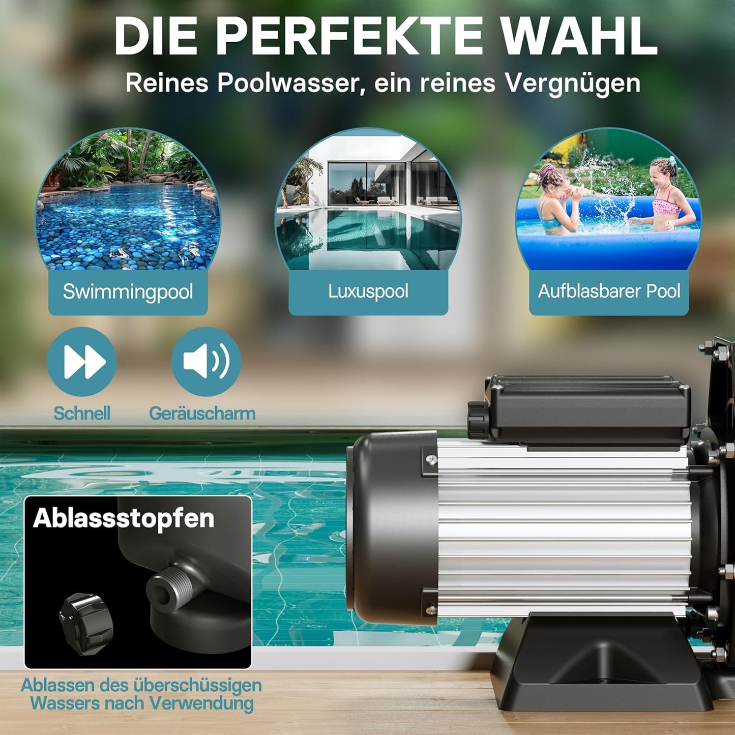 Poolpumpe, 28800 l/h 1300W