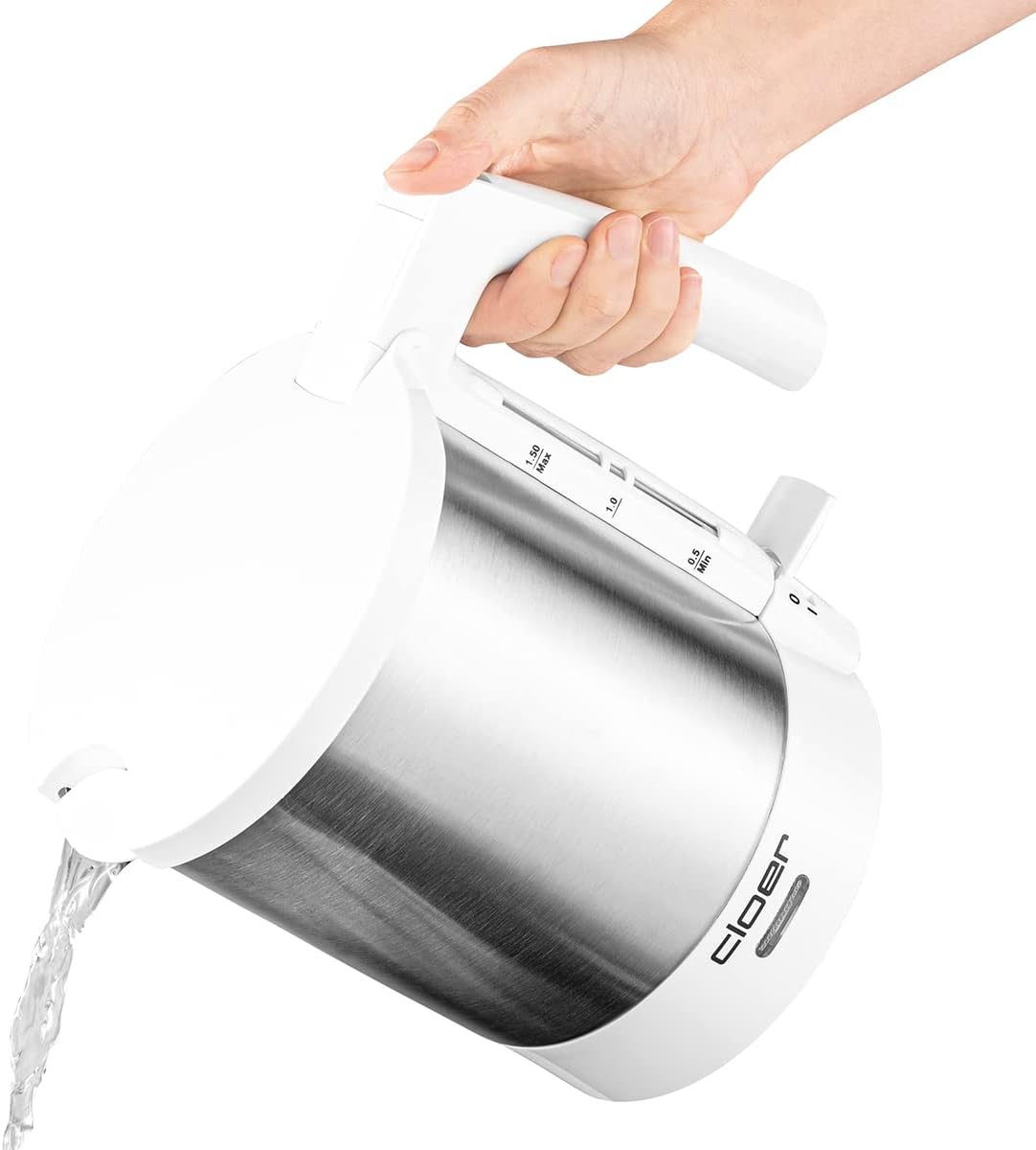 Wasserkocher 4711 mit Trockengehschutz, Weiss 1,5 Liter Füllmengenmarkierung Aussen Single