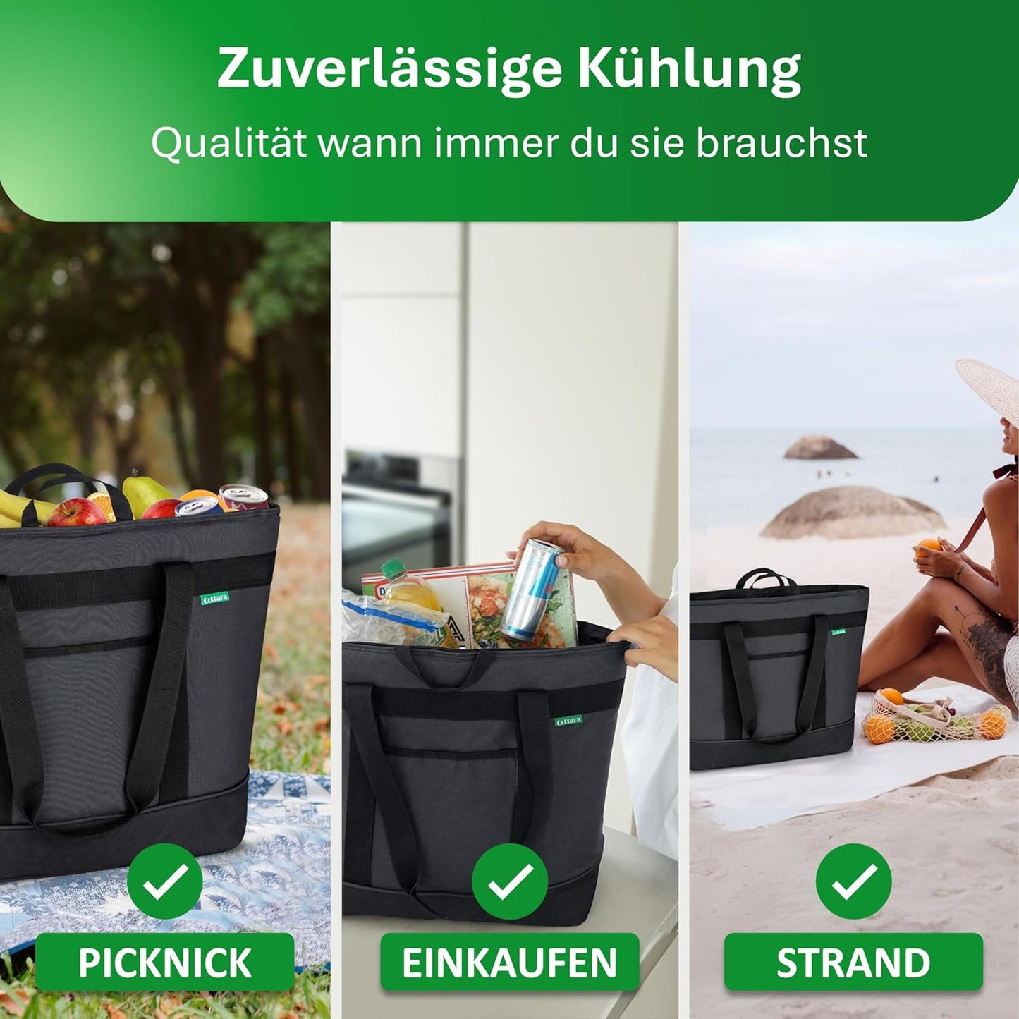 Faltbare Kühltasche, XL - 30 Liter Grau