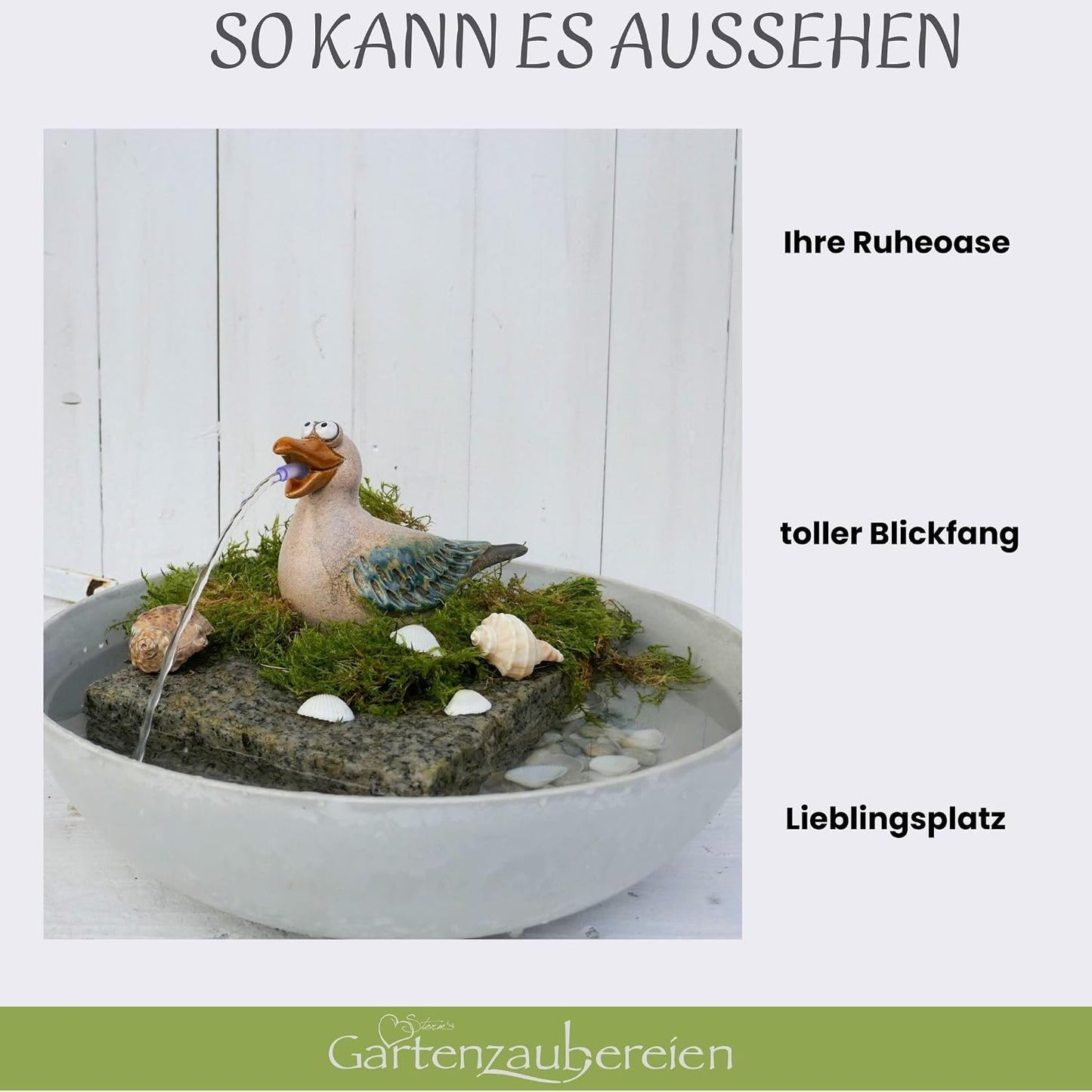 Möwen-Wasserspeier mit Pumpe