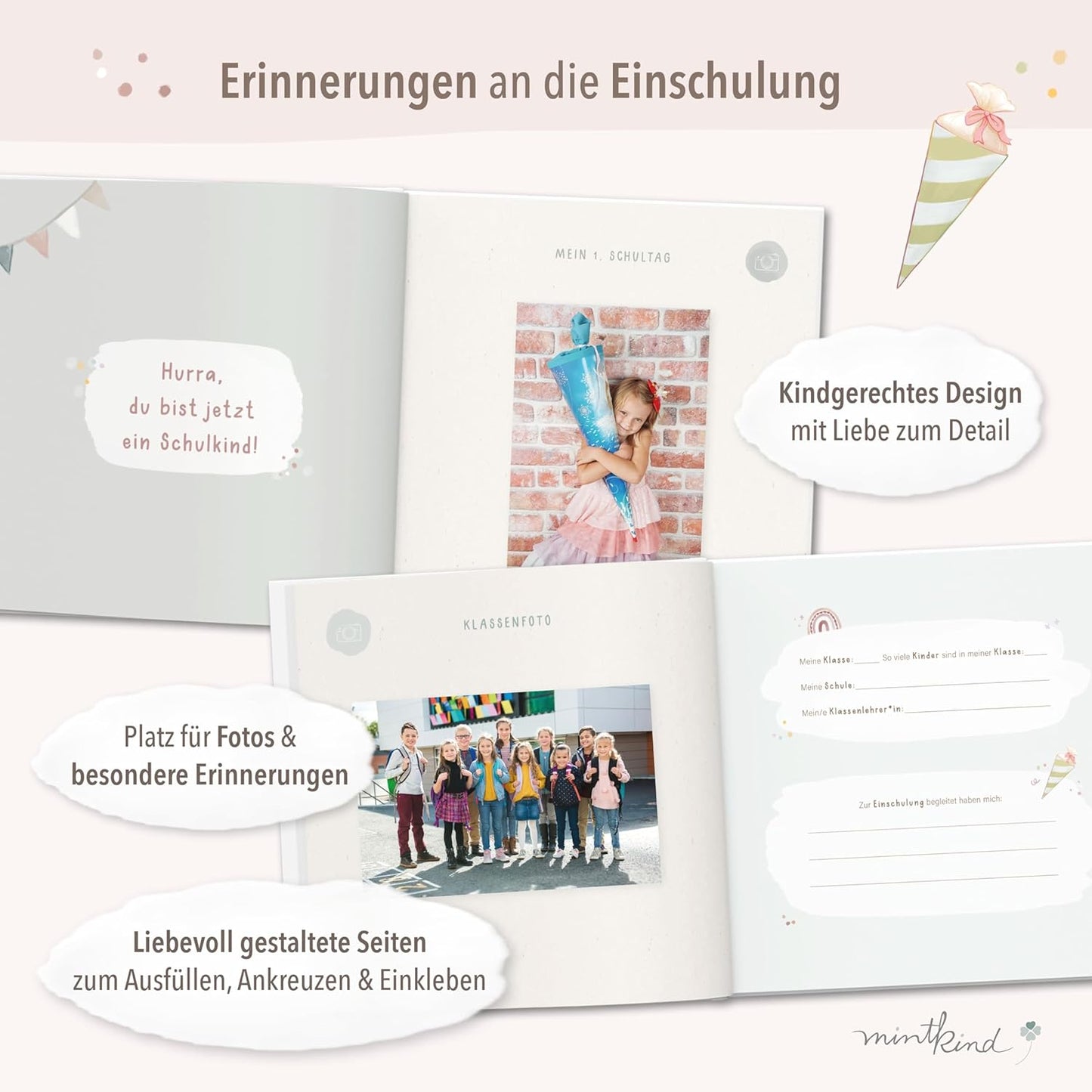 Einschulungs-Gästebuch, Beige