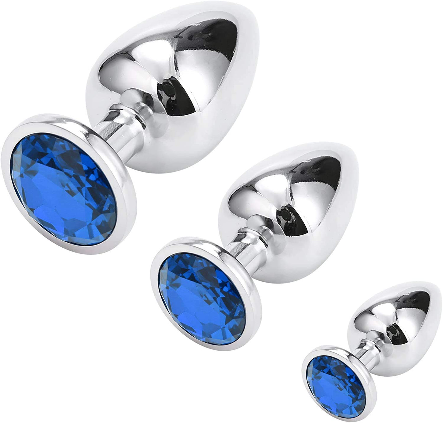 Analplug-Set mit Kristall, Tiefes Blau