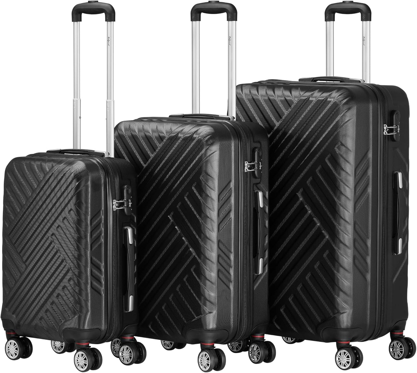 3-teiliges Hartschalenkoffer-Set, Schwarz