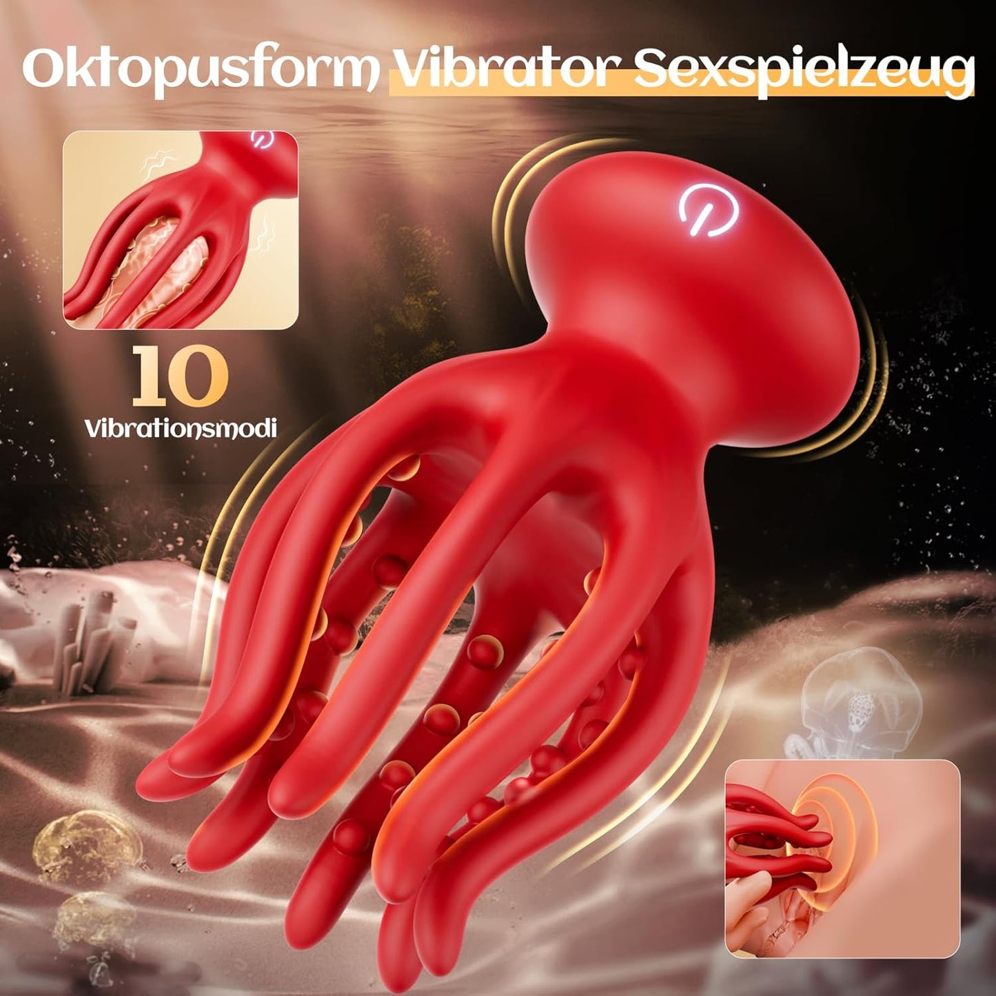 Oktopus Vibrator für Paare (10 Modi), red