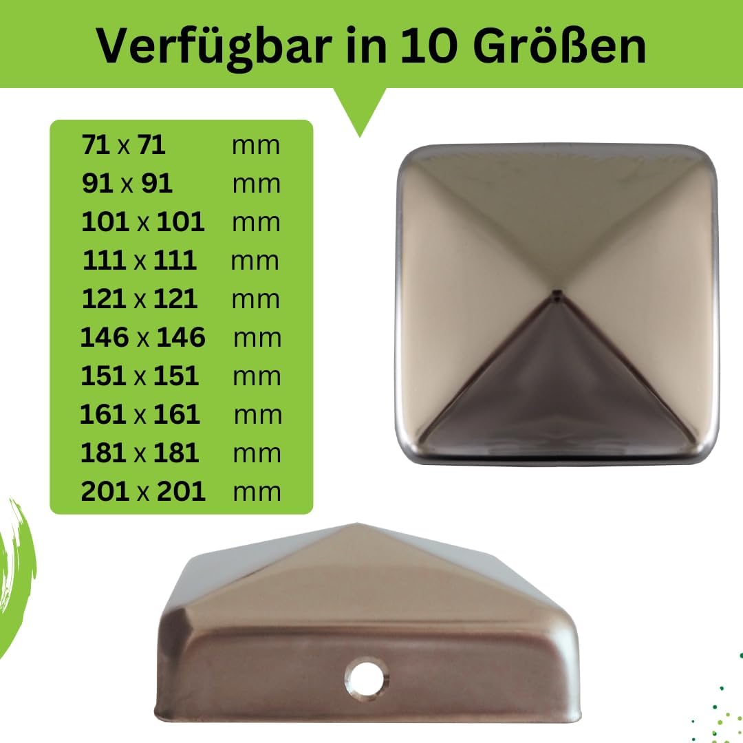 5er-Set Pfostenkappen, 5 71x71 mm
