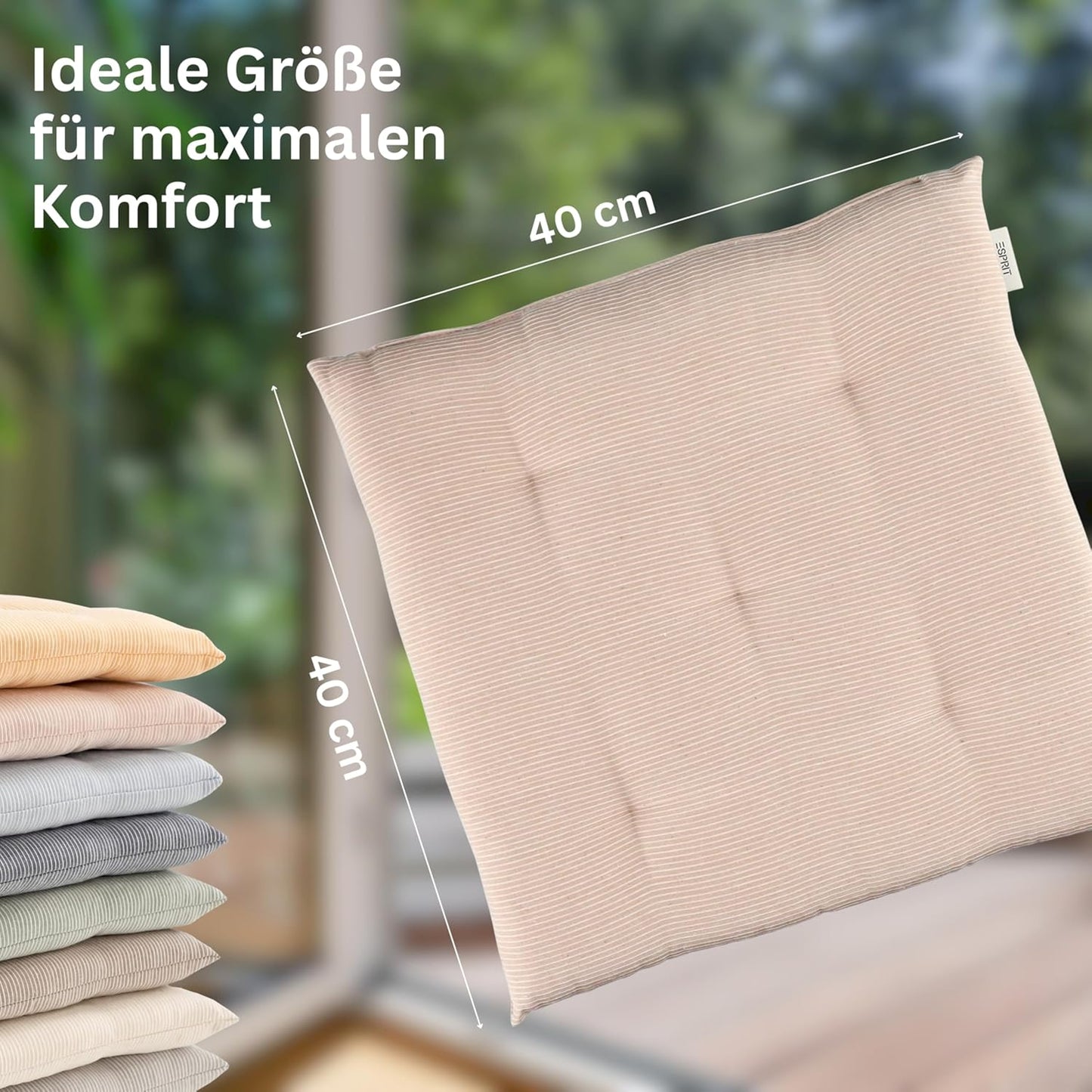 2er Set Sitzkissen 40x40 cm für Stuhl & Gartenmöbel, Rose 40 x 40 cm (2er Pack)