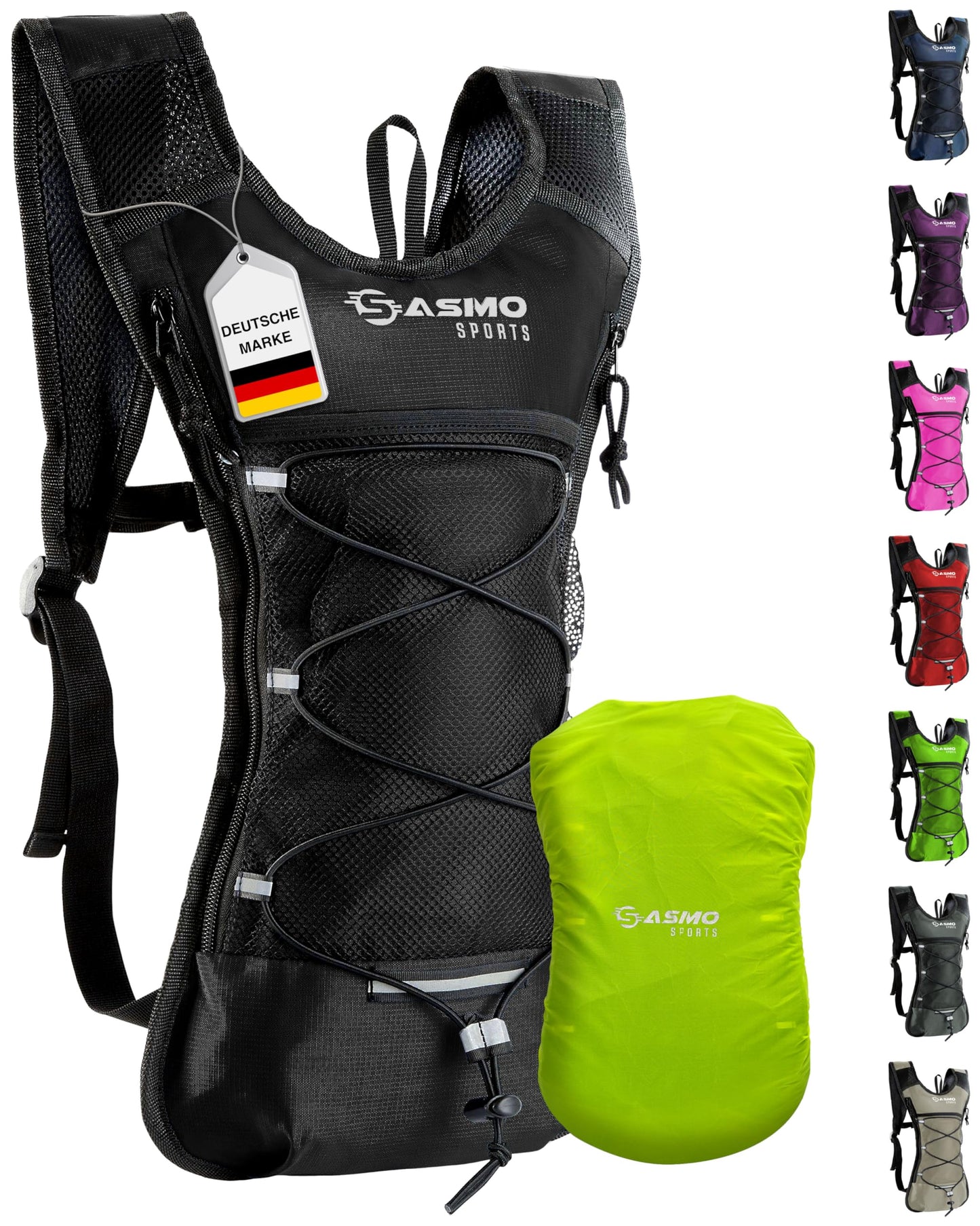 Ultraleichter Laufrucksack, Schwarz