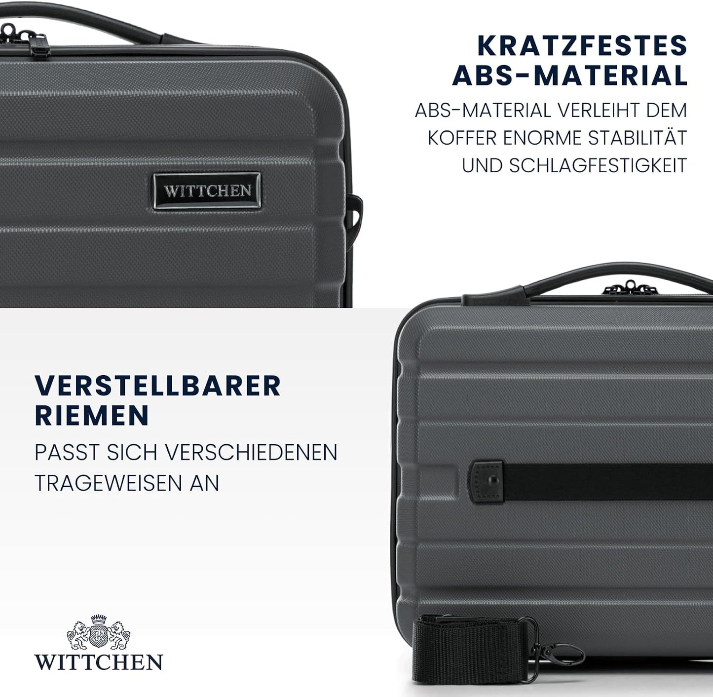 Handgepäckkoffer mit TSA Schloss, Dunkelgrau Kosmetikkoffer