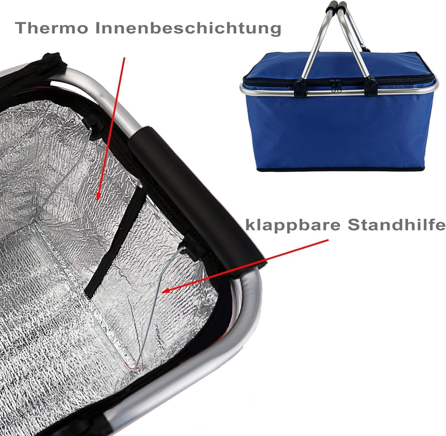 Faltbarer Einkaufskorb mit Kühlfunktion, Blau