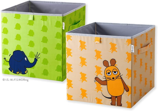 2-teiliges Aufbewahrungsboxen-Set mit Maus & Elefant, Groß 2er Bundle