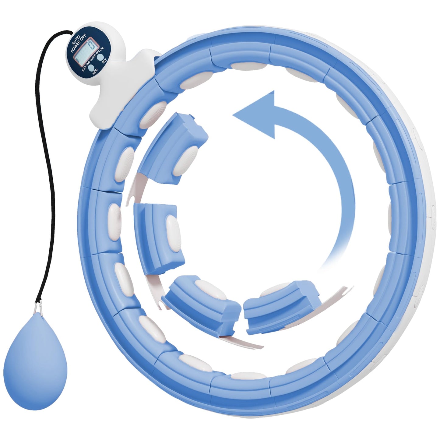 Smart Hula Hoop mit Zähler und Gewichtskugel, Hellblau