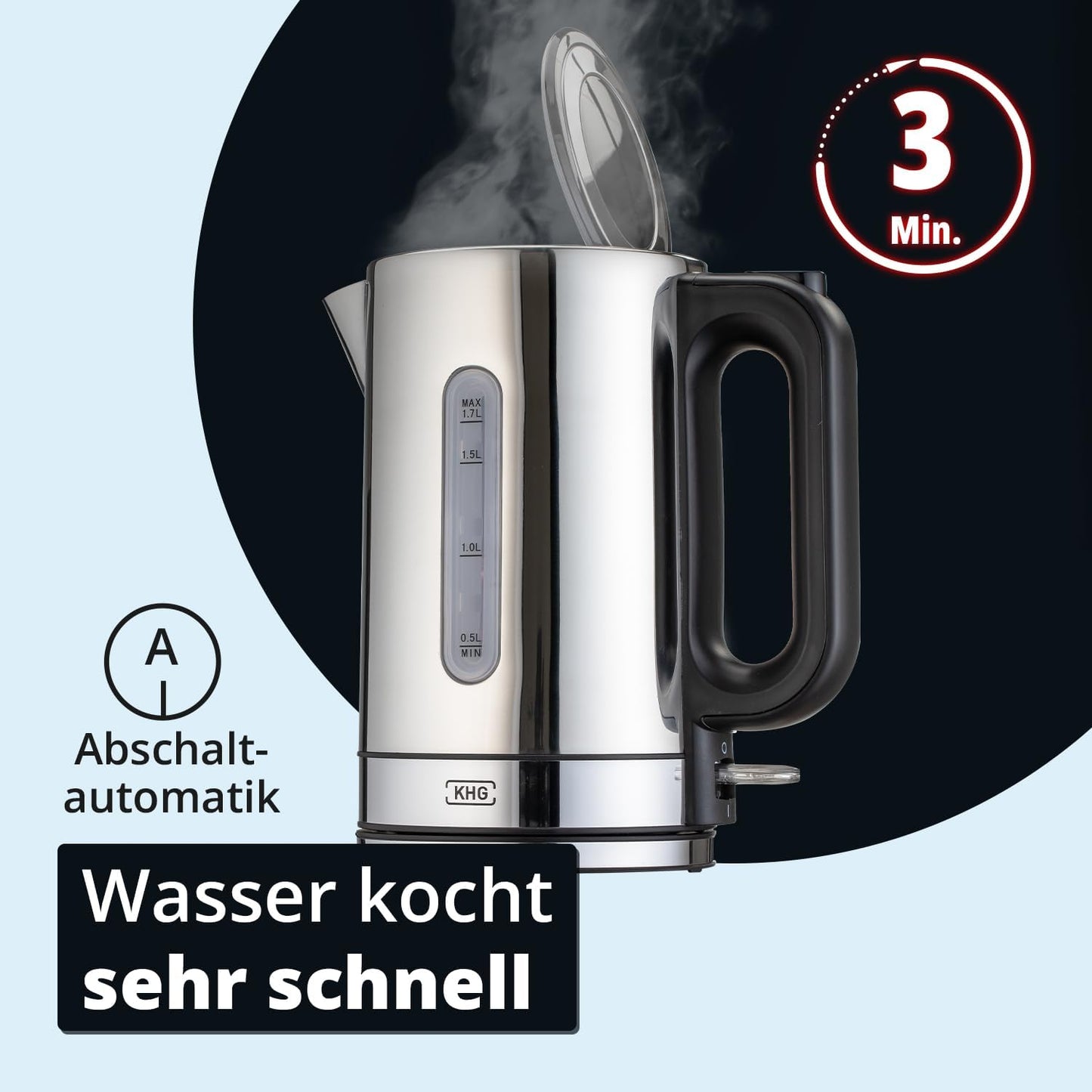 Wasserkocher aus Edelstahl, 1,7 L