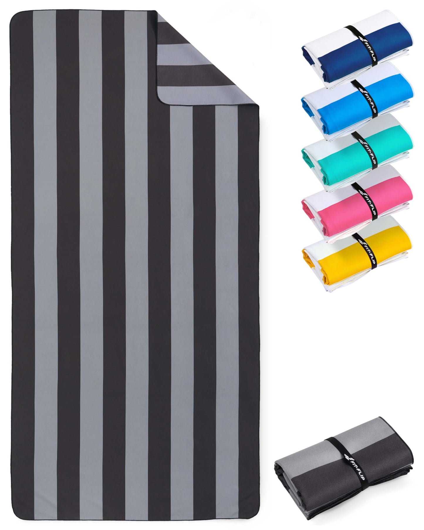 Schnelltrocknendes Strandhandtuch, 160cm x 90cm 12 Grau - Dunkelgrau