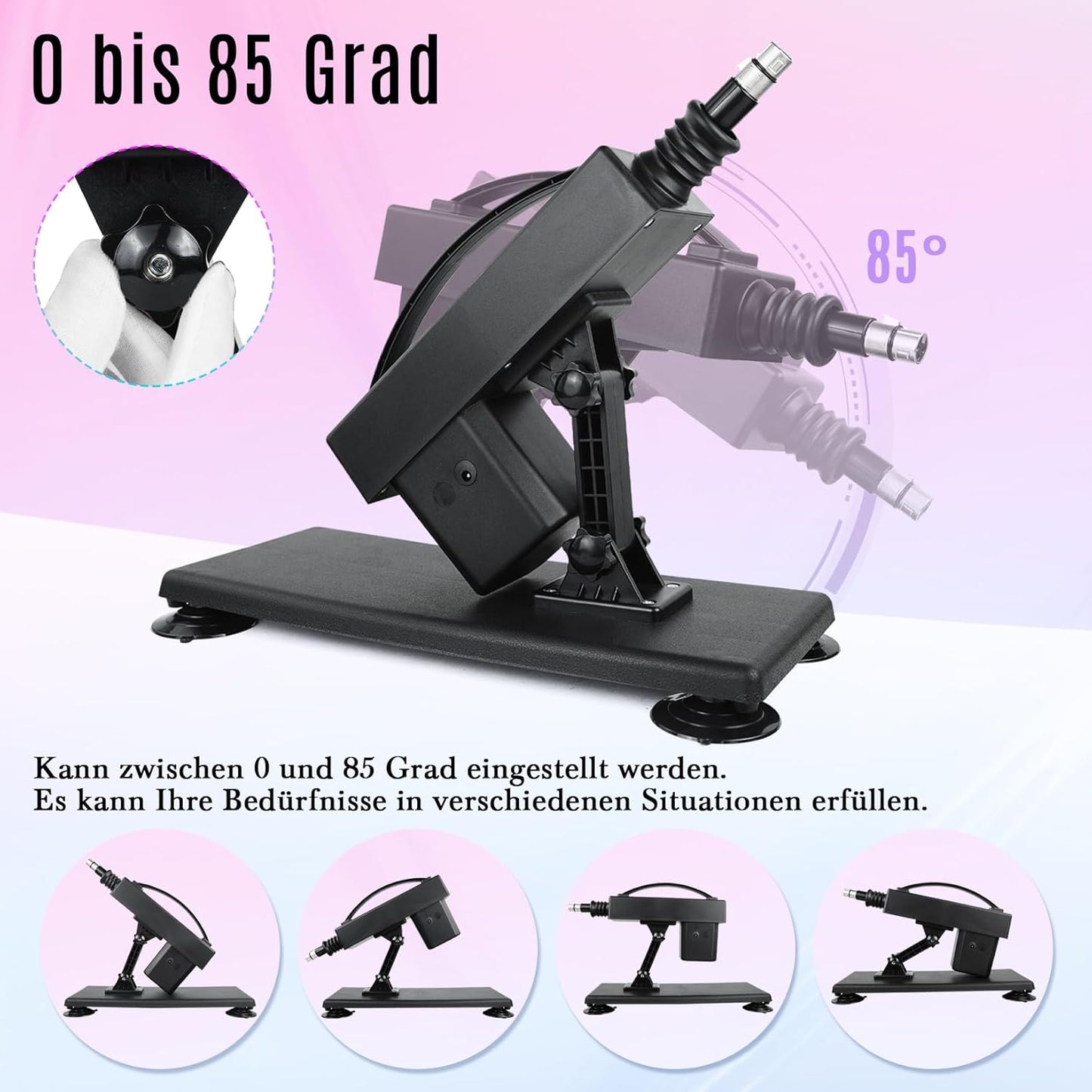 Automatische Sexmaschine mit Saugnapfadapter, verstellbarer Geschwindigkeit und Winkel