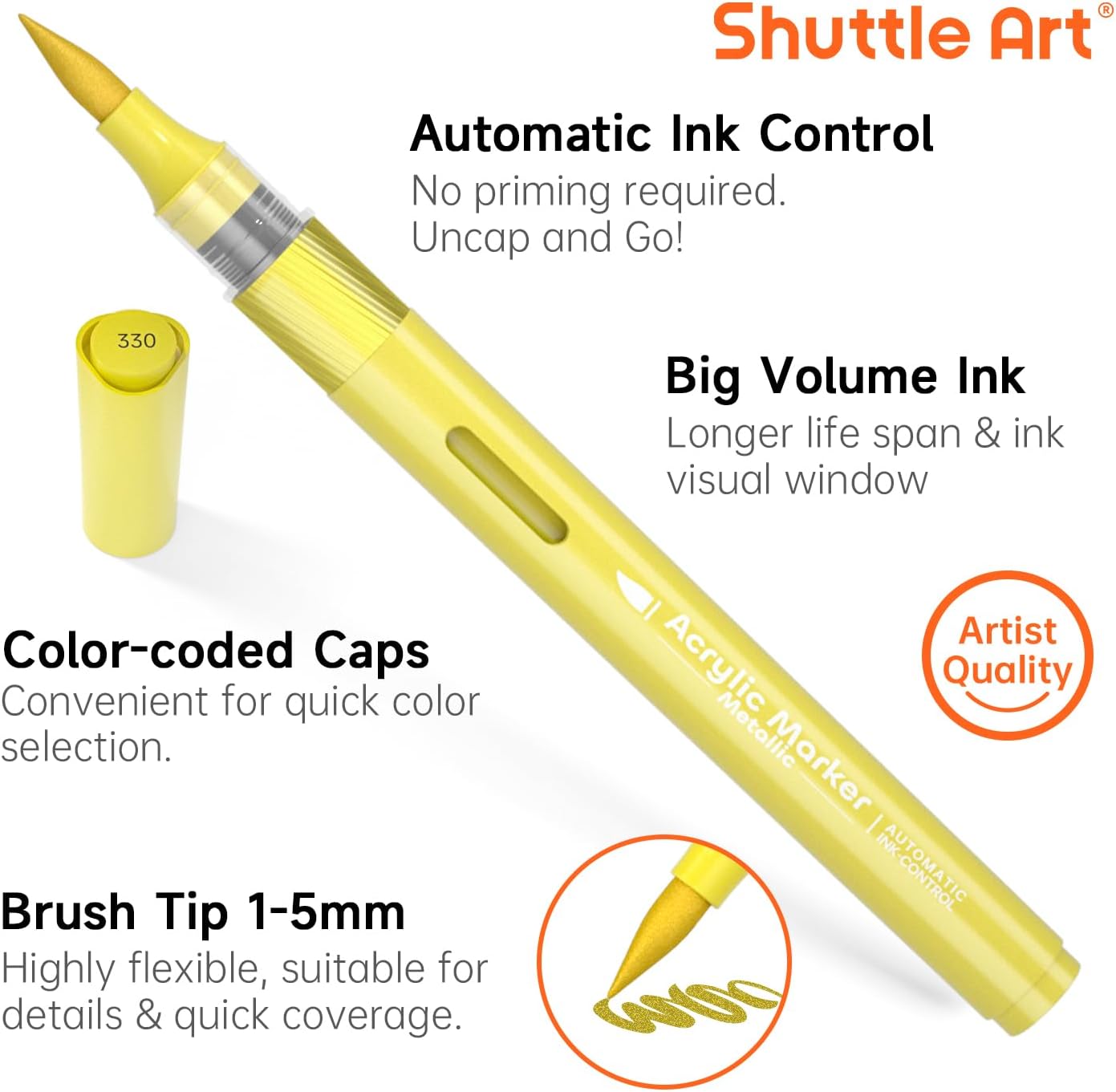 24 Metallic Acrylstifte für Steine, 24 Metallicfarben