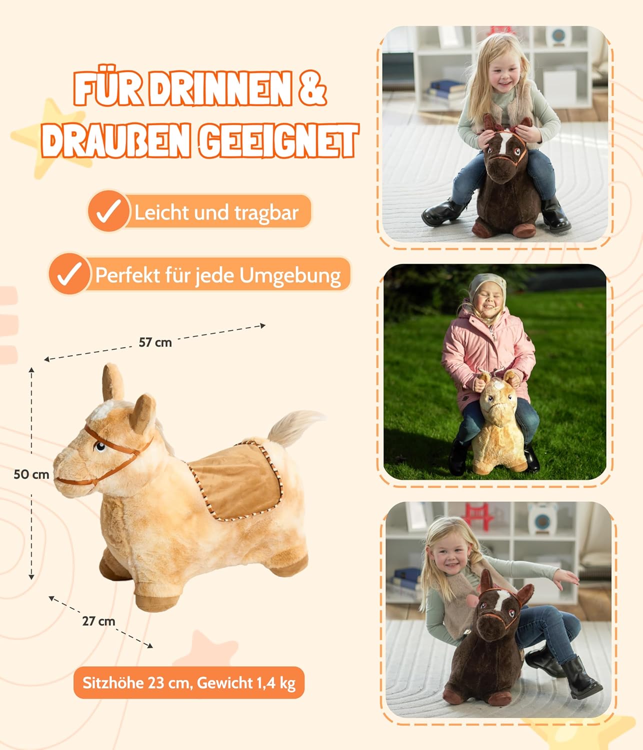 Aufblasbares Hüpftier mit abnehmbarem Bezug & Luftpumpe