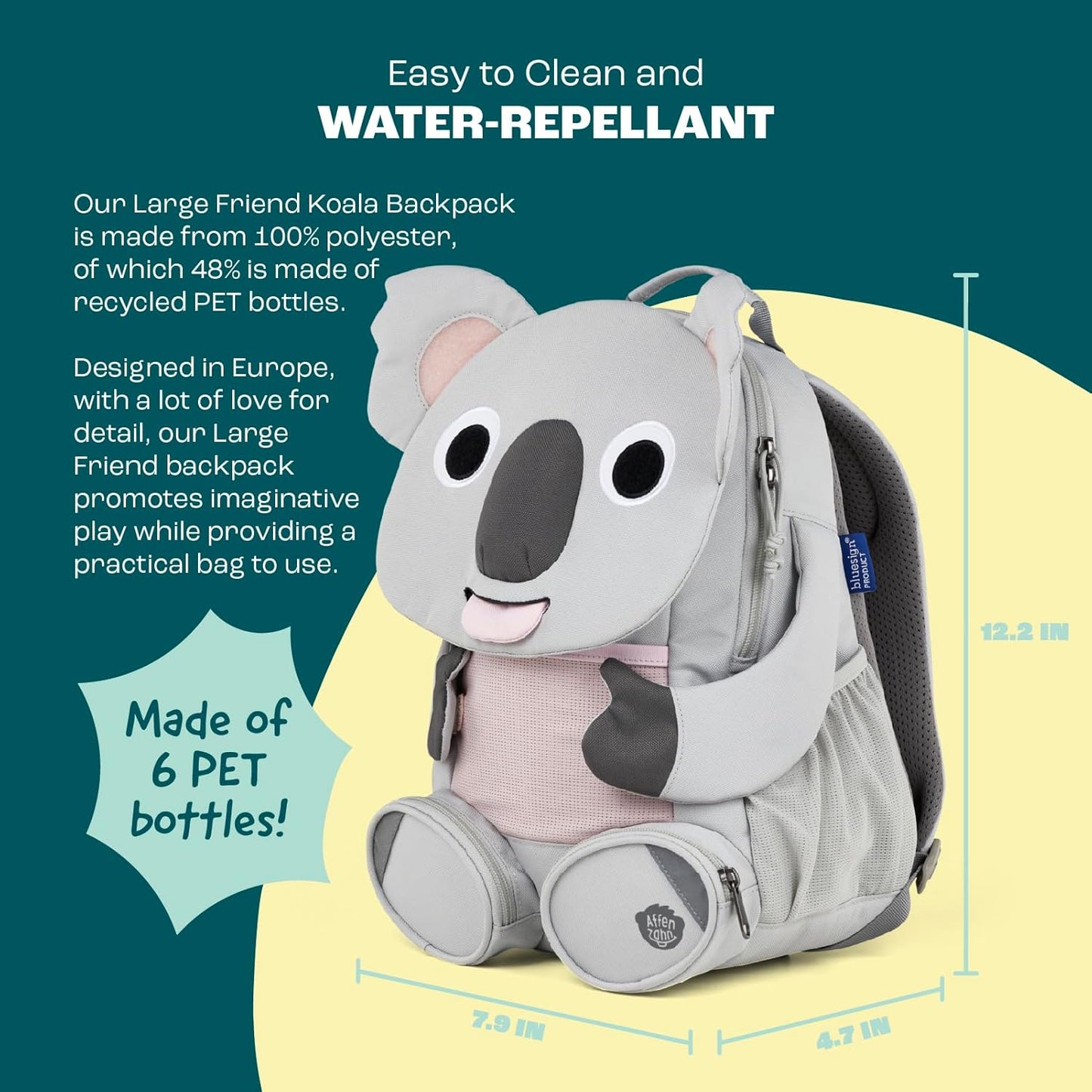 Kindergartenrucksack Grosser Freund, 8 L Koala - Grau