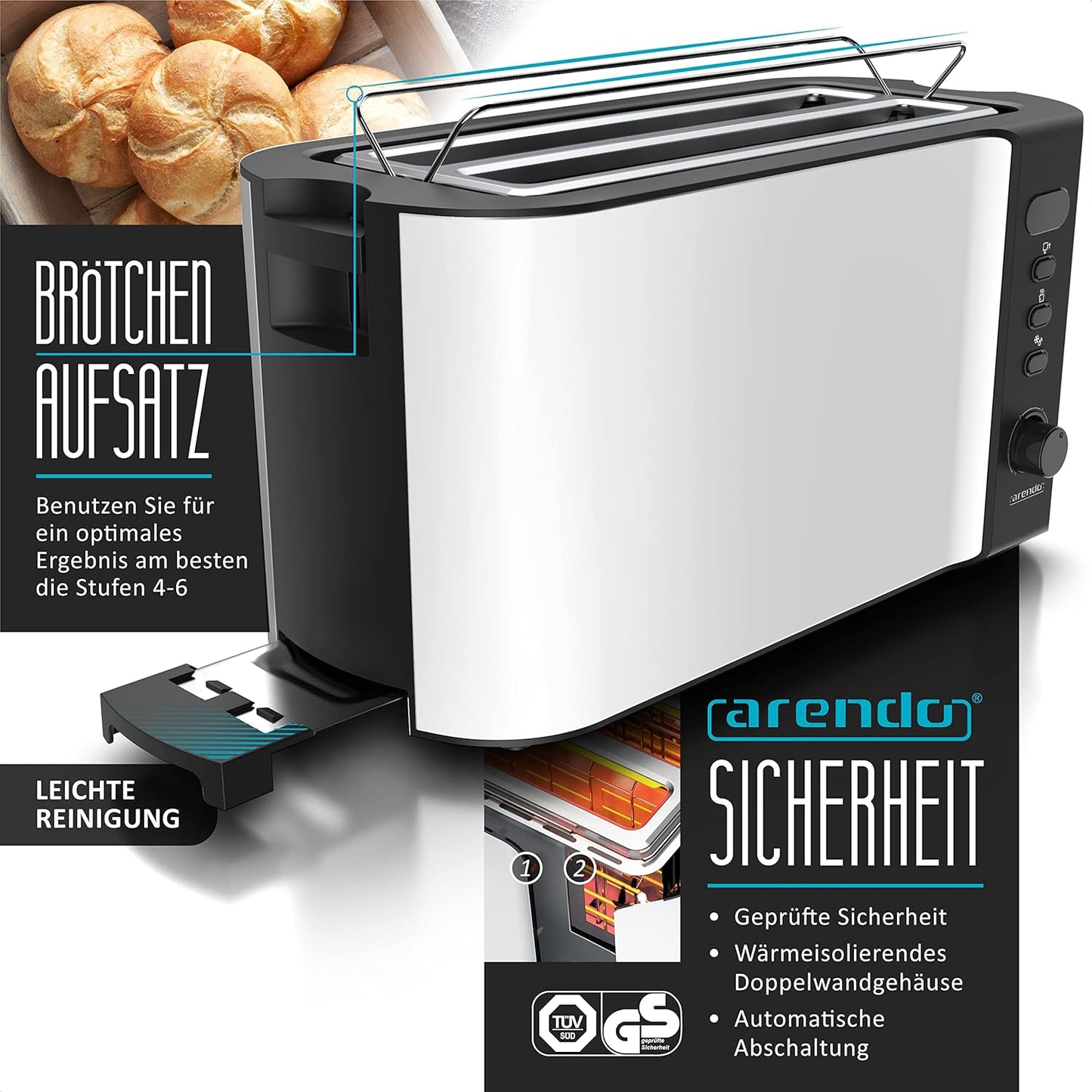 Edelstahl Wasserkocher-Toaster-Set mit LED-Display, C: Weiss