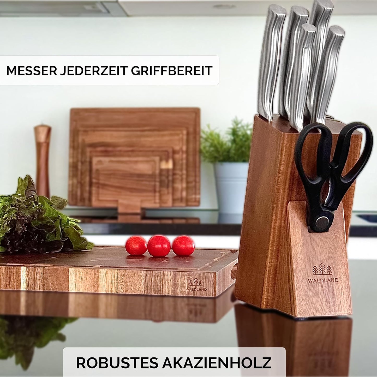 7-teiliges Messerblockset, Akazienholz