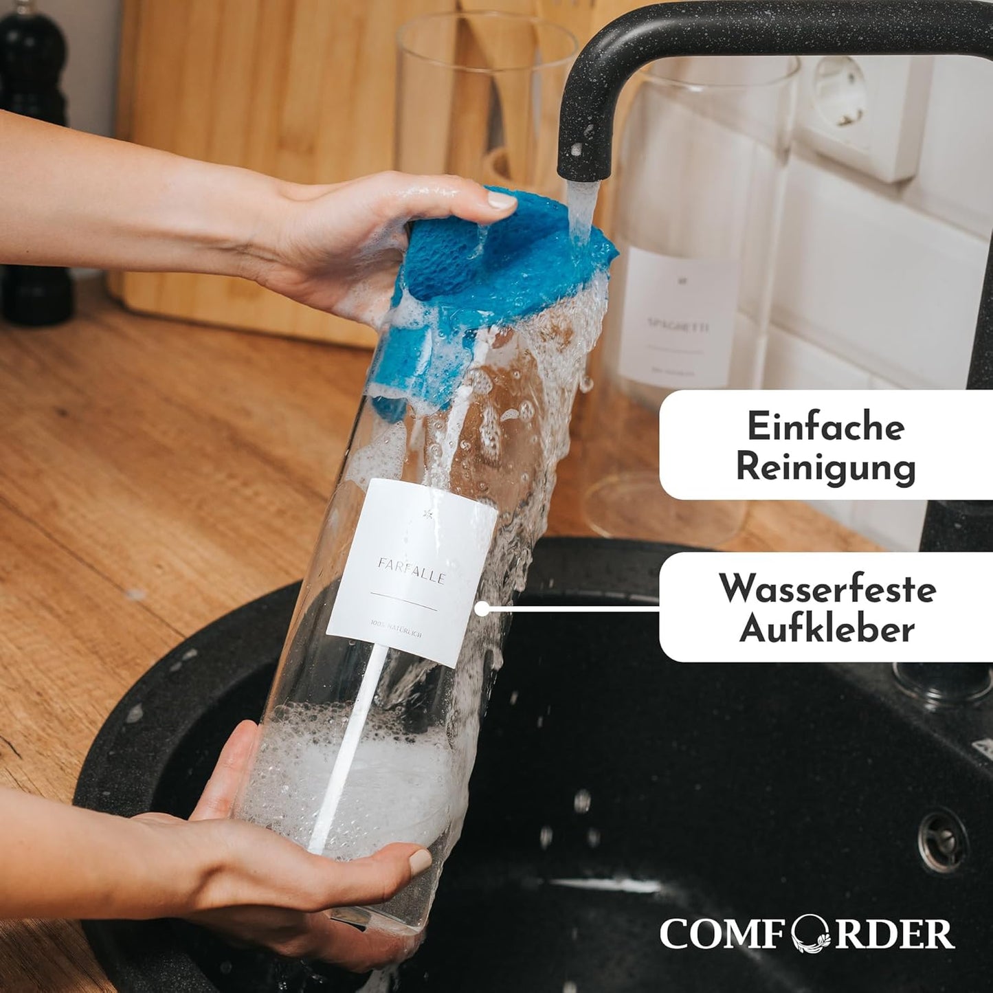 Vorratsgläser-Set mit Bambusdeckel (3x 1700ml), 3er Set - 1700ml