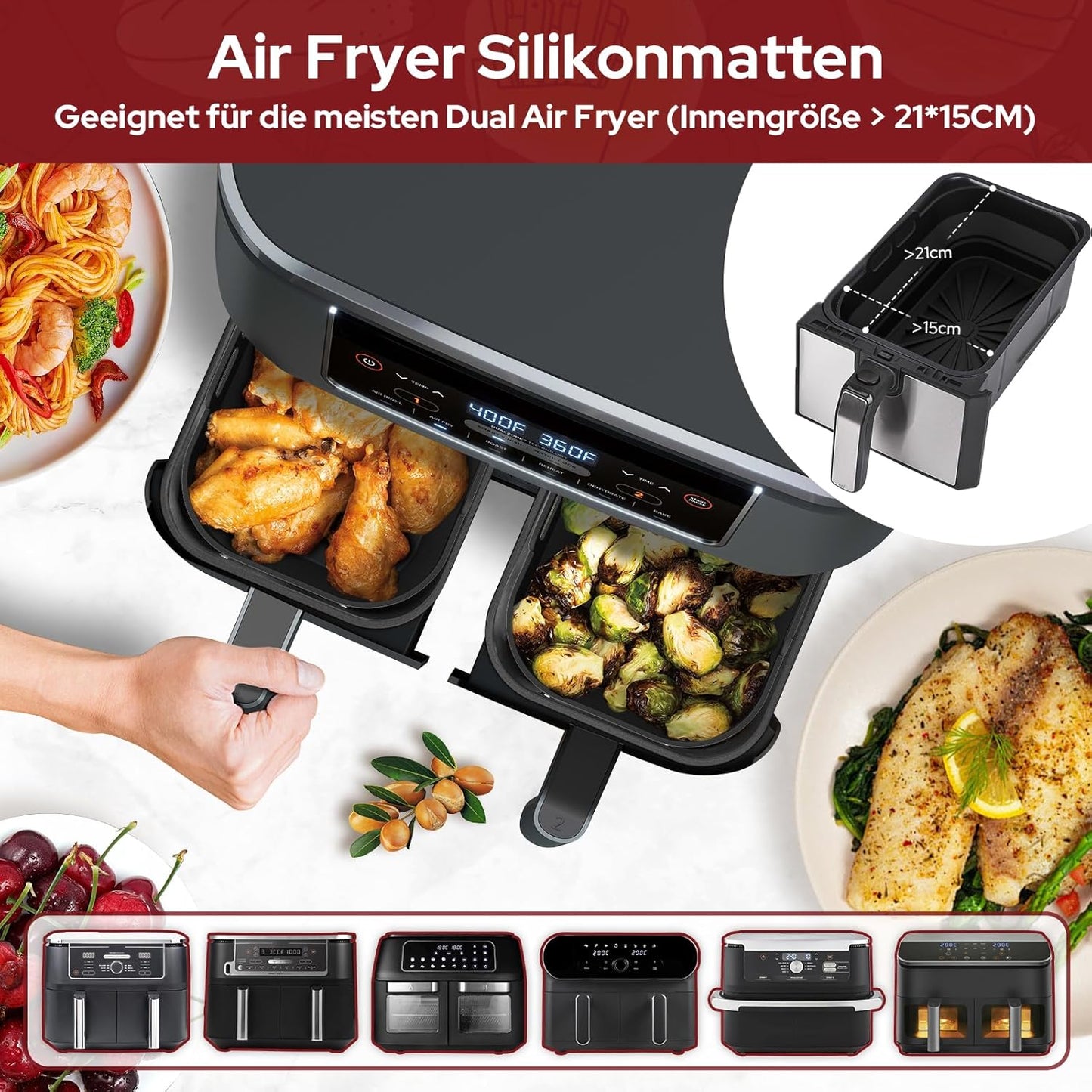 Silikonformen für Heissluftfritteuse, Helles Schwarz