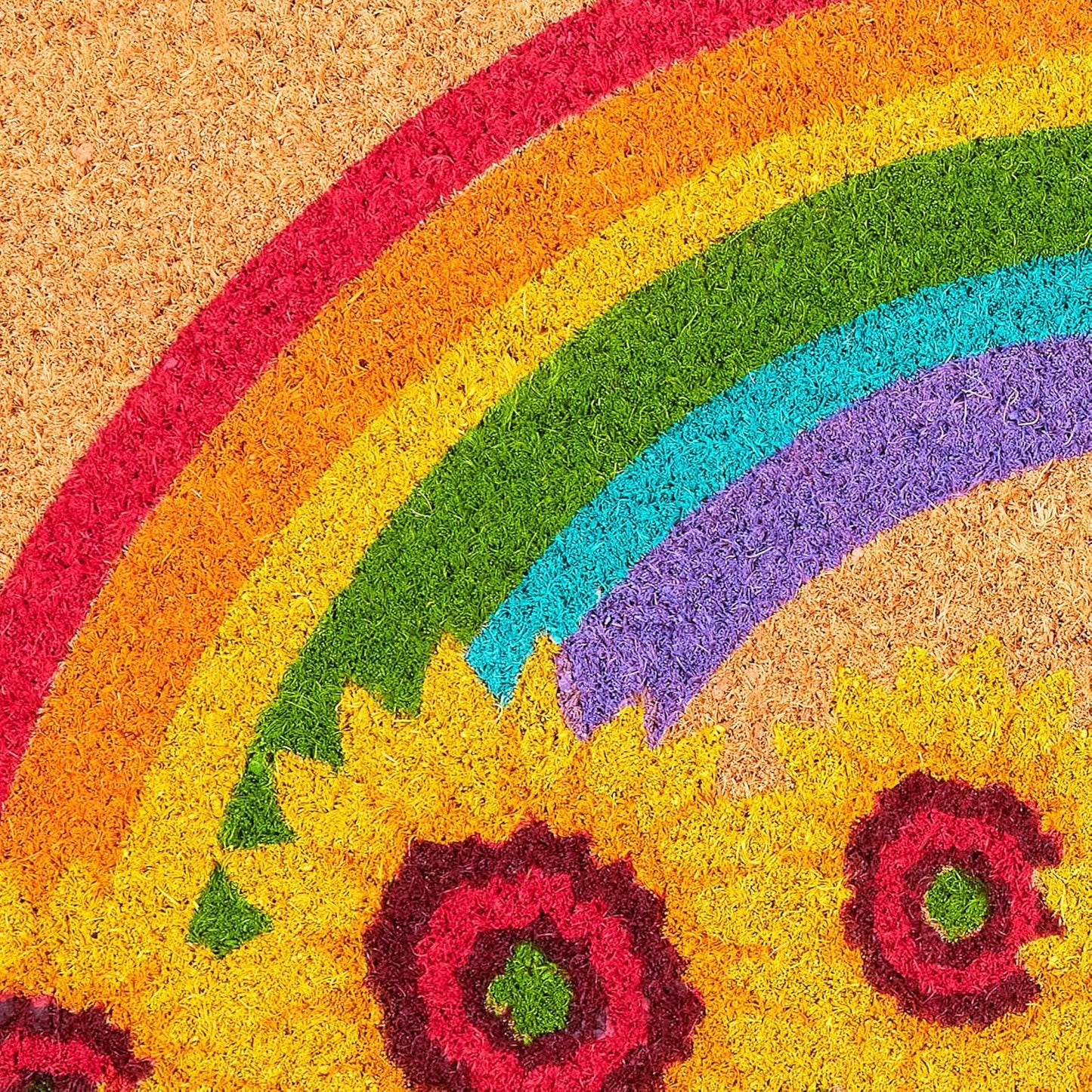 Antirutsch Fussmatte, Welcome - Sonnenblumen und Regenbogen