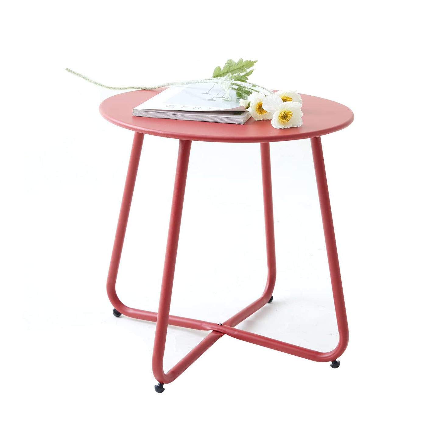 Kleiner Metall-Beistelltisch, Ø 45x45H cm Rot