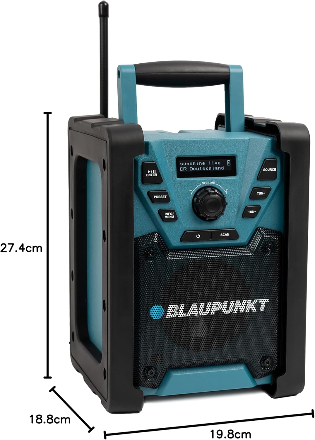 Baustellenradio BSR 200 mit Bluetooth und DAB+, Blau Netz-/Akkubetrieb mit DAB