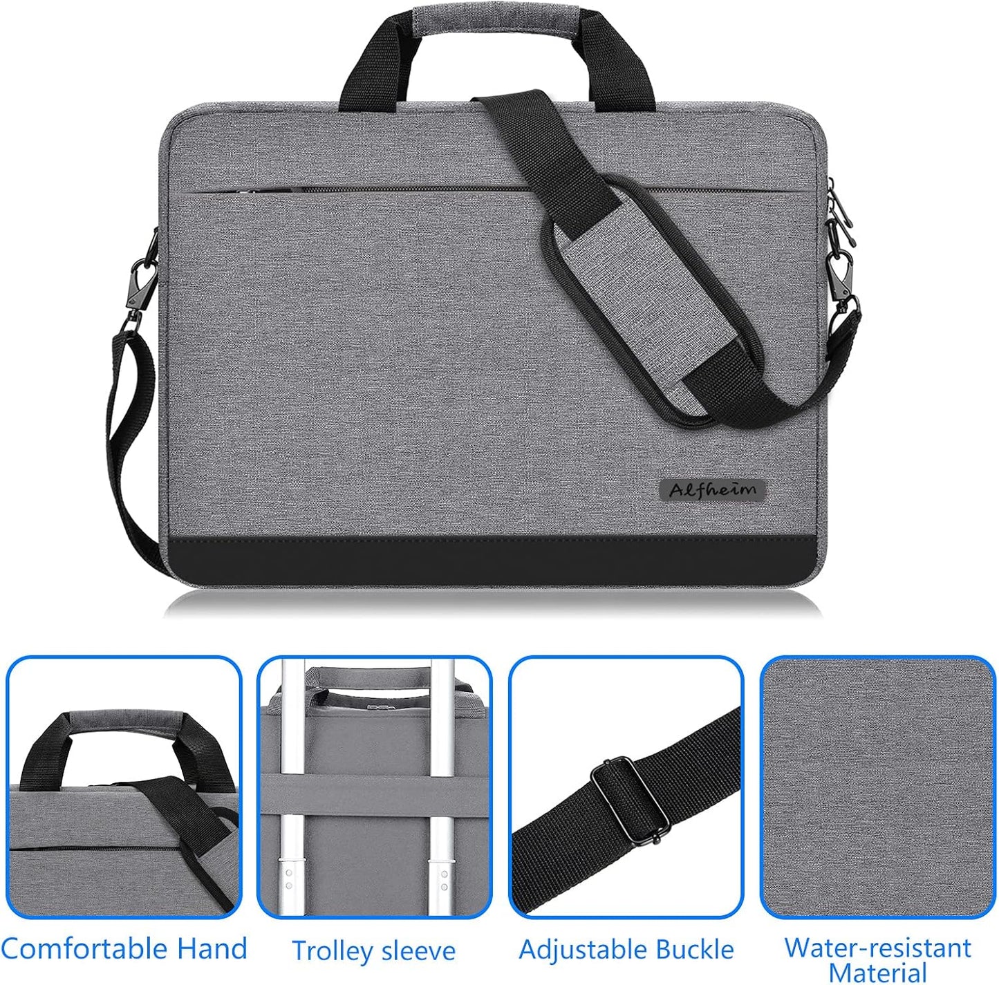 Laptoptasche mit Schultergurt, Grau 15,6-16