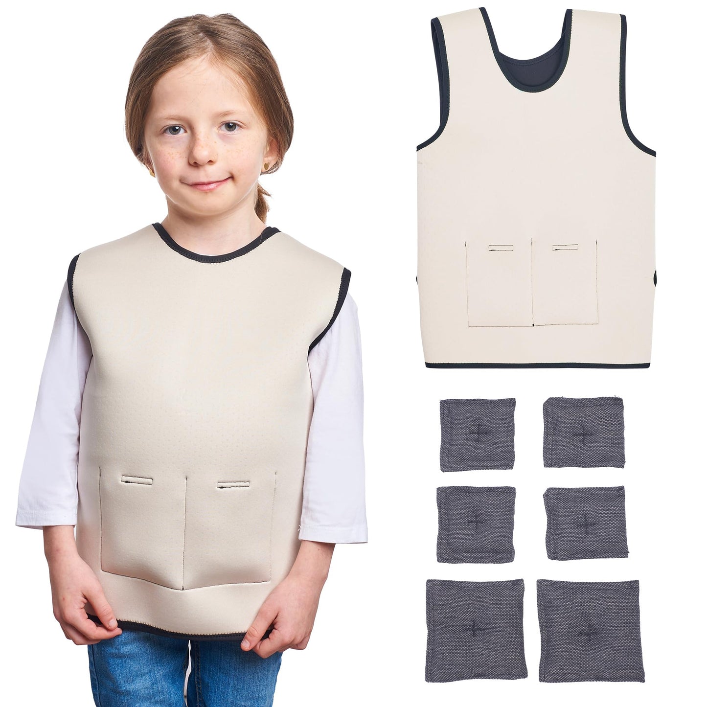 Anpassbare Gewichtsweste für Kinder, M Beige