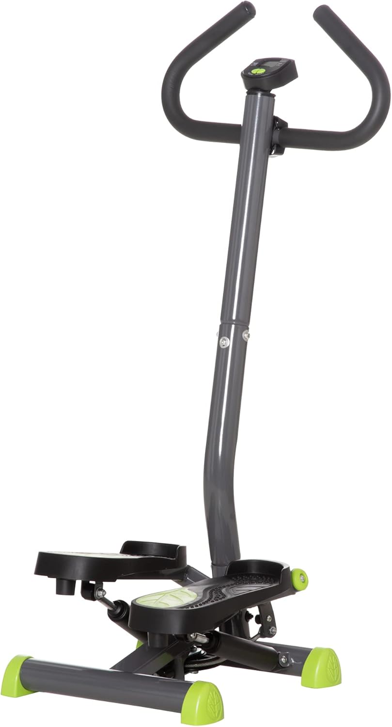 Stepper mit LCD-Schirm und Handgriff, Grau+ Grün+ Schwarz