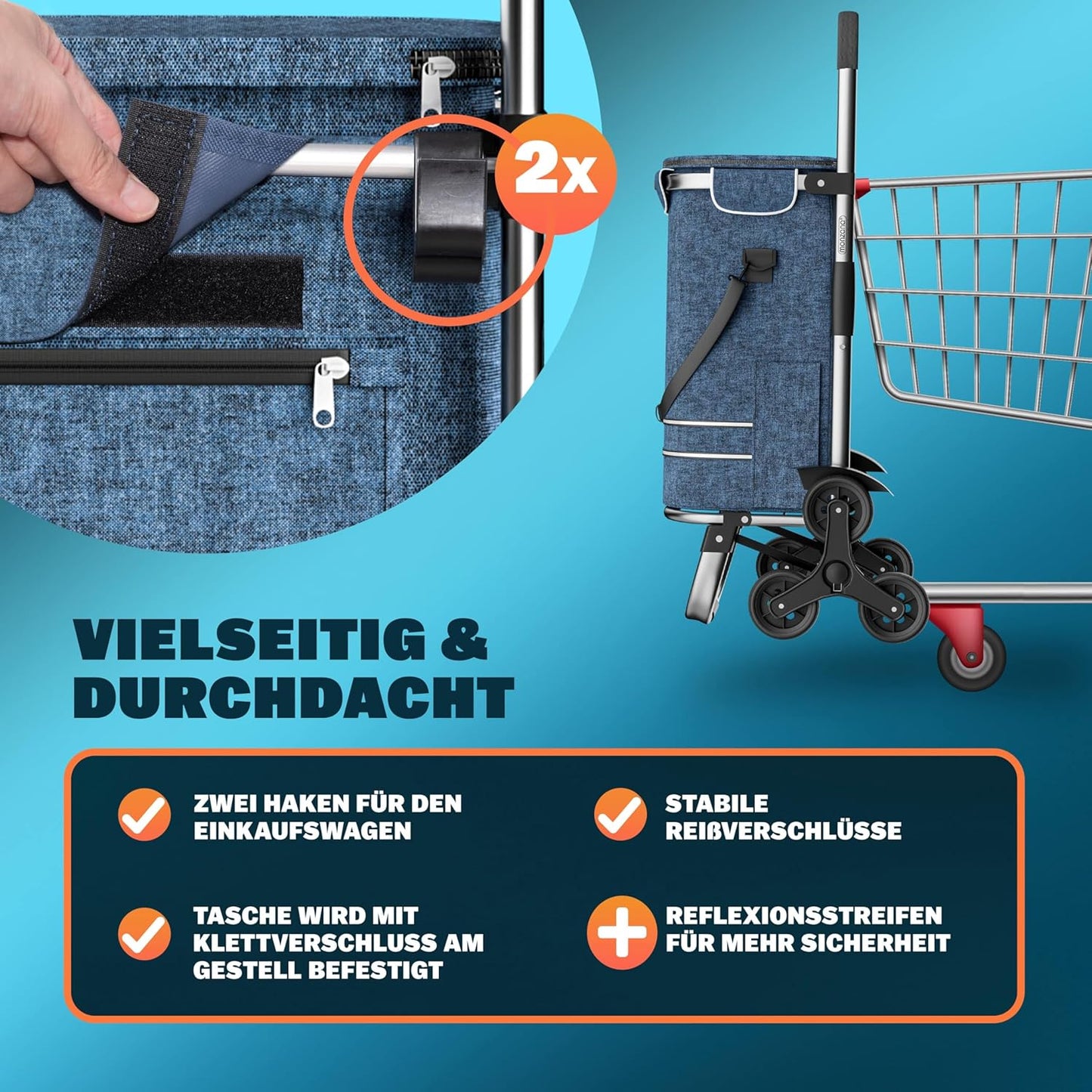 2in1 Einkaufstrolley, Blau