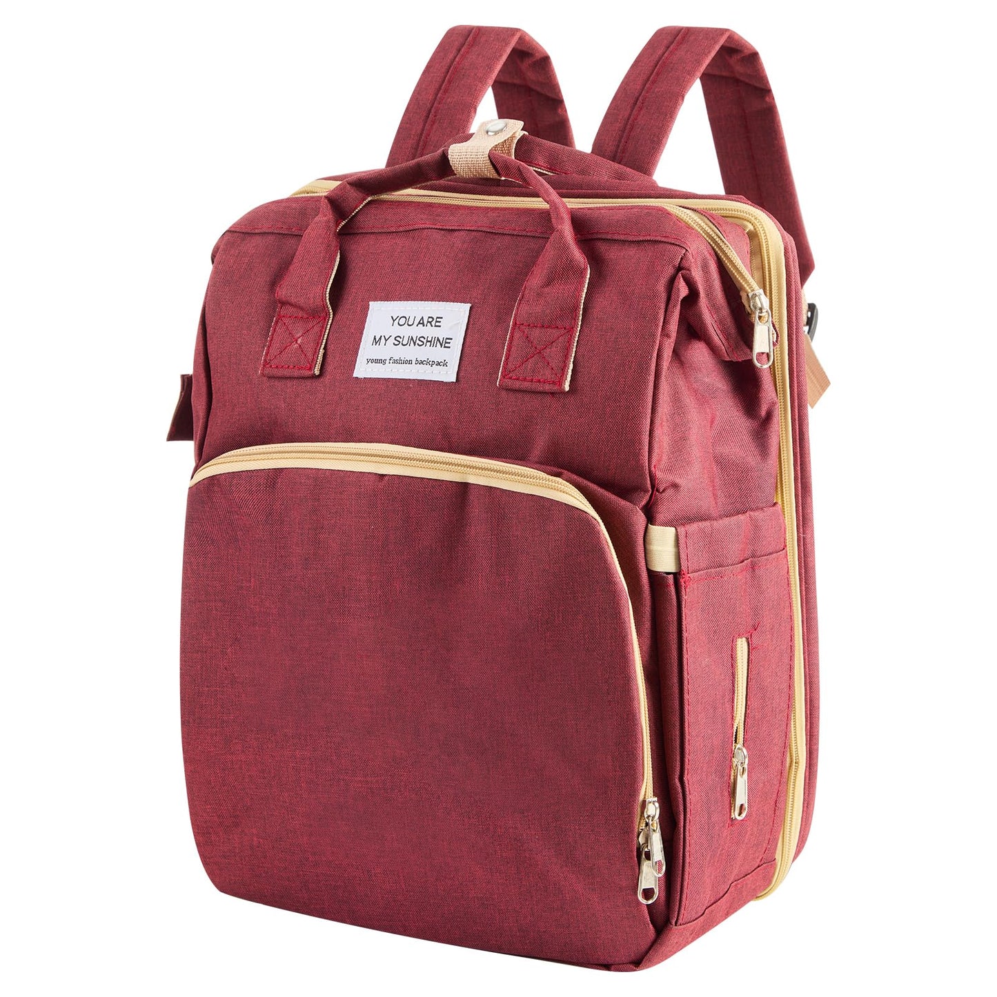 Multifunktionaler Wickelrucksack mit Wickelunterlage, Rot