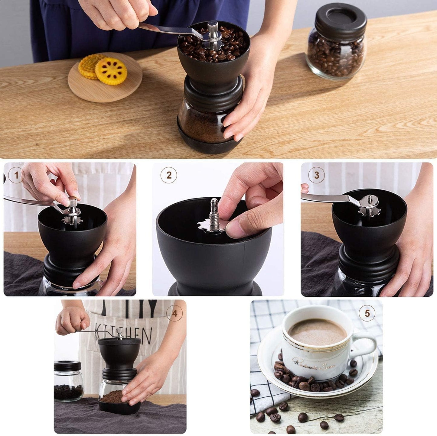 Kaffeemühle mit Keramikmahlwerk, manuell, 11oz grinder