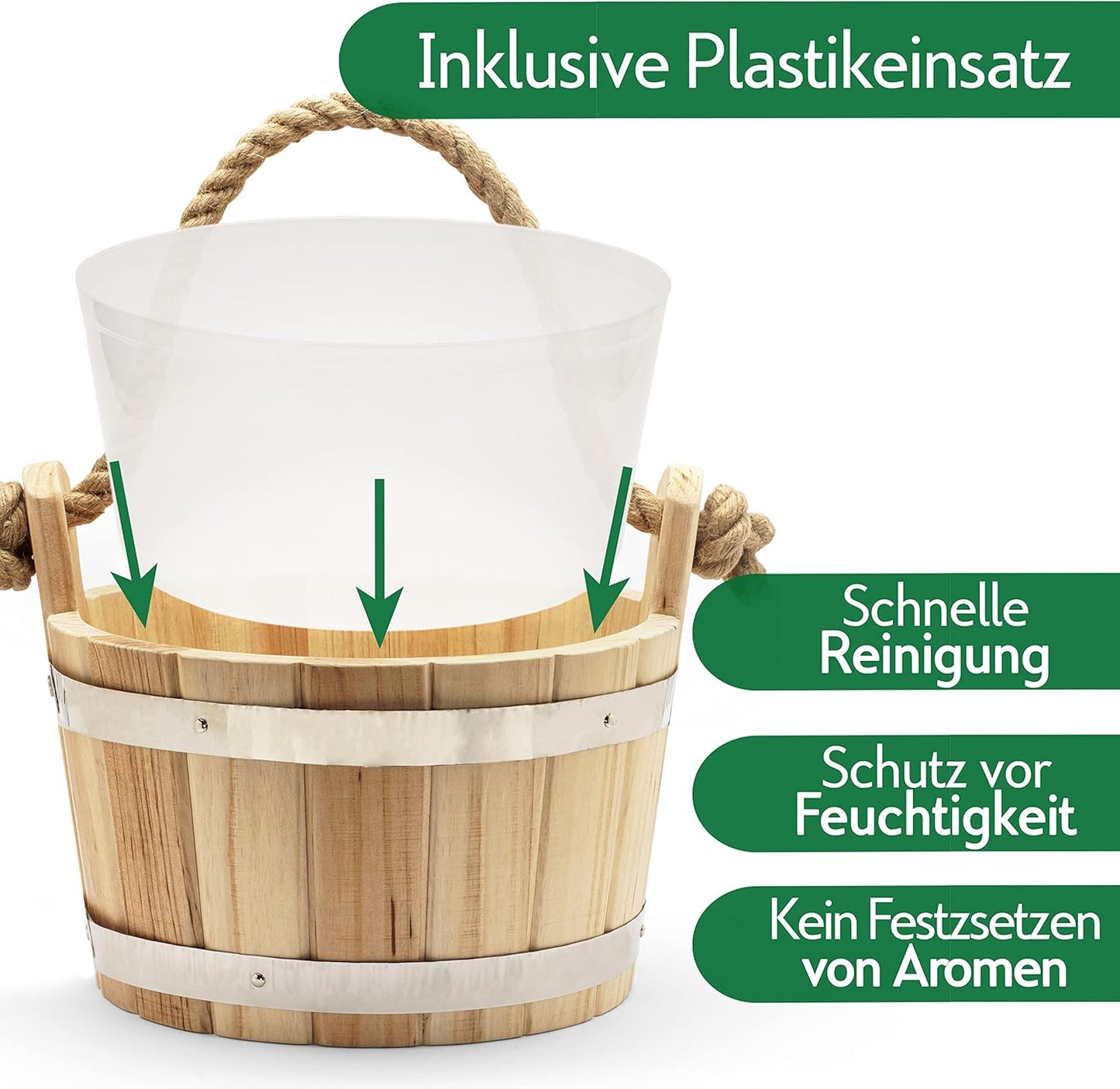 Sauna-Eimer mit Kelle, Sauna Eimer + Schöpfkelle
